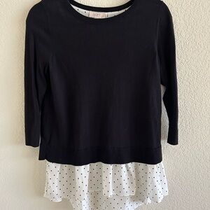 LOFT Black 3/4 Sleeve Fitted Tunic Sweatshirt